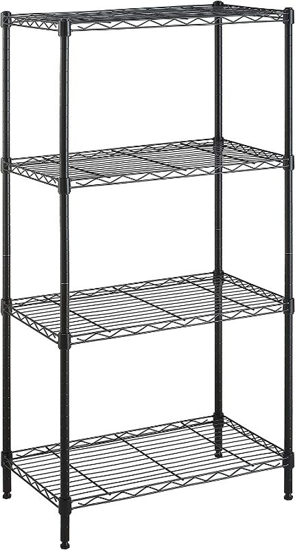 Photo 1 of Amazon Basics 4-Shelf Adjustable Storage Shelving Unit (200 lbs Loading Capacity per Shelf), Steel Organizer Wire Rack, Black (24" L x 14" W x 48" H)