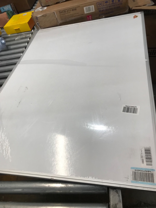 Photo 2 of damaged** Lockways White Board Dry Erase Board 48 x 36 Inch, Magnetic Whiteboard 4 x 3, Silver Aluminium Frame, Set Including 1 Detachable Aluminum Marker Tray, 3 Dry Erase Markers, 8 Magnets 48 x 36 Inch Silver