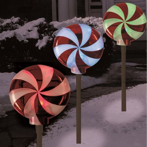 Photo 1 of 3 ct 5.5 in Symphony Of Lights Metallic Candy Color Changing LED Light Show Pathmarkers
