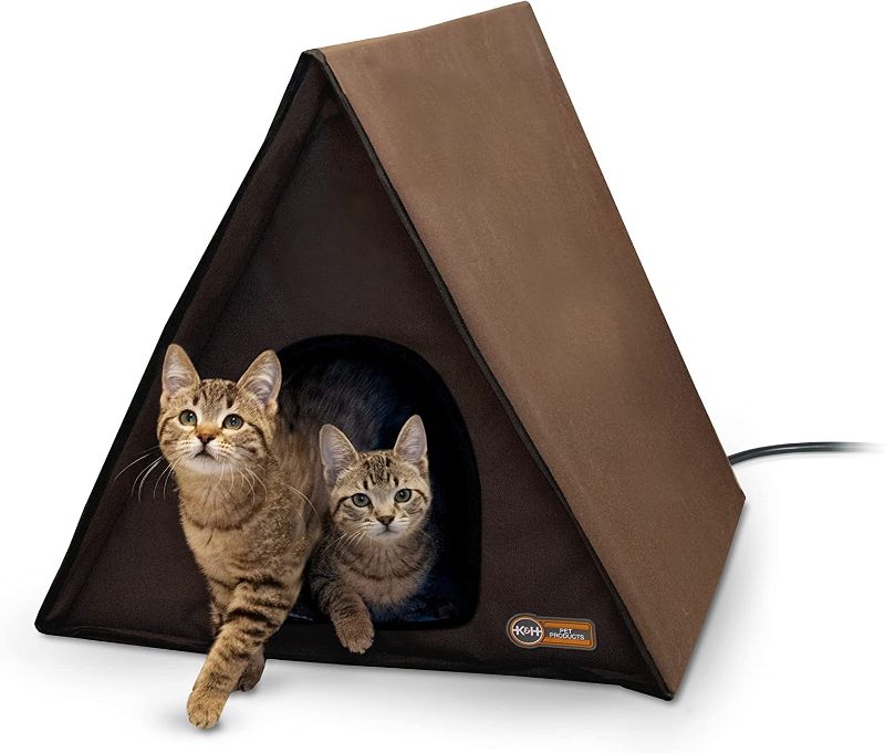 Photo 1 of *STOCK PHOTO FOR REFERENCE* K&H PET PRODUCTS Outdoor Multi-Kitty A-Frame GREY 35 X 20.5 X 20 Inches Heated
