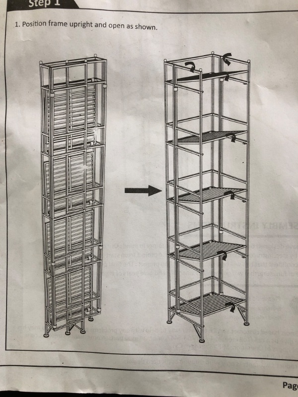 Photo 1 of Convenience Concepts Xtra Storage 5 Tier Folding Metal Shelf, Black Powder Coated Metal, 11.25"D x 13"W x 57.63"H
