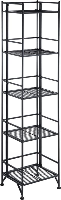 Photo 1 of Convenience Concepts Xtra Storage 5 Tier Folding Metal Shelf, Black Powder Coated Metal, 11.25"D x 13"W x 57.63"H