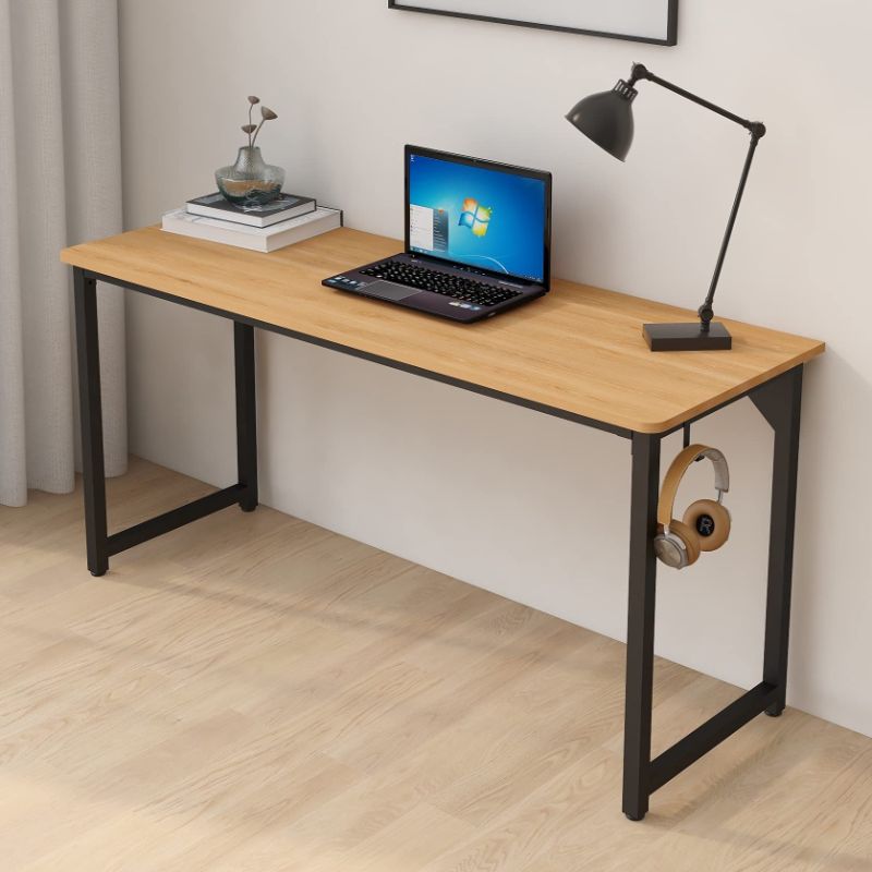 Photo 1 of DAMAGED CORNERS***Siunzs Computer Desk, Home Office Desk with Wooden Storage Shelf 55-Inch Writing Desk 2-Tier Industrial Morden Laptop Table(Maple)
