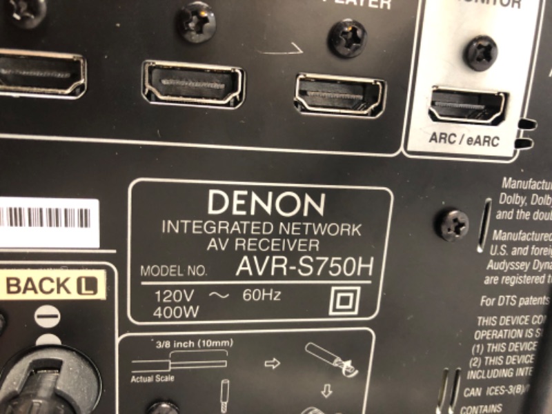 Photo 7 of Denon AVR-S750H Receiver, 7.2 Channel (165W x 7) - 4K Ultra HD Home Theater (2019) | Music Streaming | New - eARC, 3D Dolby Surround Sound (Atmos, DTS/Virtual Height Elevation) | Alexa + HEOS
