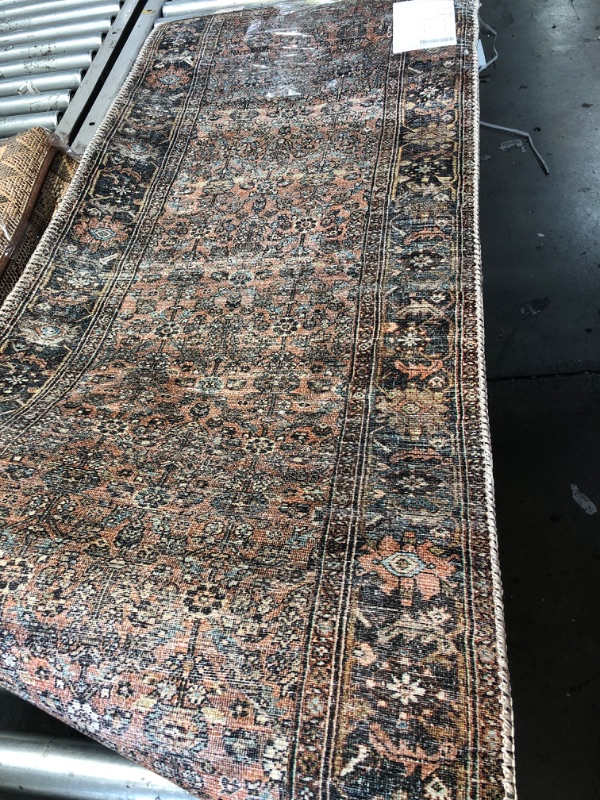 Photo 1 of 2'x5' Brown/pink/green Flowered Rug Runner 