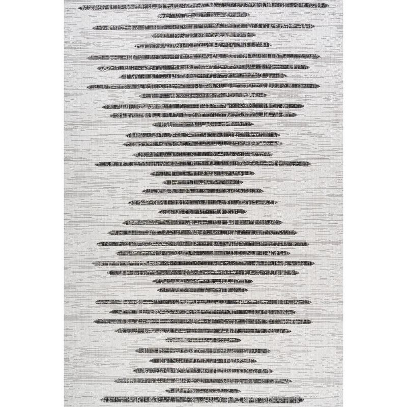 Photo 1 of 4 X6 Zolak Berber Stripe Geometric Indoor/Outdoor Area Rug Ivory/Black - JONATHAN Y
