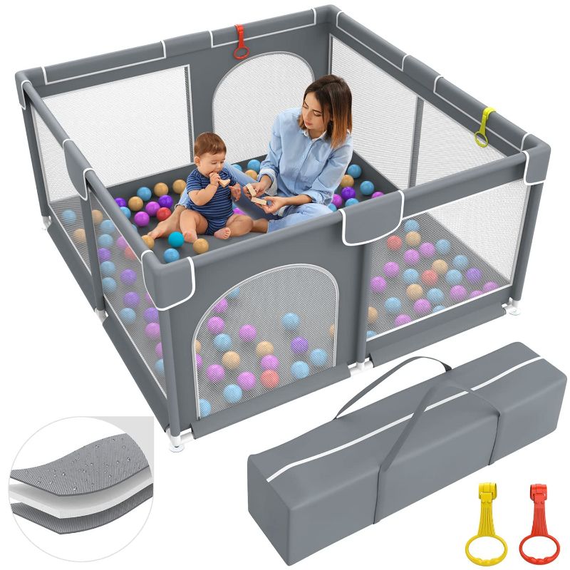 Photo 1 of Baby Playpen, Baby Playard, Playpen for Babies and Toddlers with Gate, 51x51" Small Baby Fence, Sturdy Safety Playpen, Indoor & Outdoor Kids Activity Center (with Anti-Slip Base)