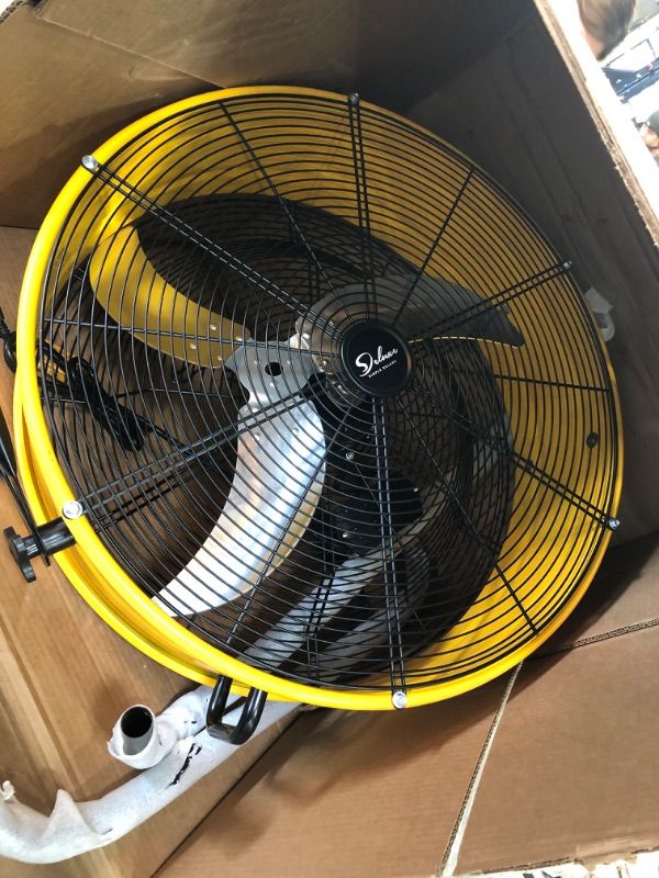 Photo 2 of *BLADE NOT ATTACHED* Simple Deluxe 24 Inch Heavy Duty Metal Industrial Drum Fan, 3 Speed Floor Fan for Warehouse, Workshop, Factory and Basement - High Velocity , Yellow