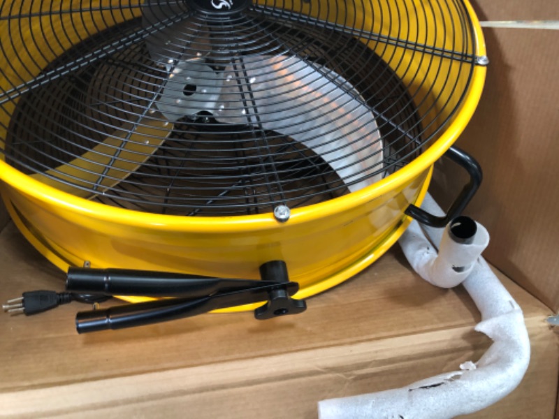 Photo 3 of *BLADE NOT ATTACHED* Simple Deluxe 24 Inch Heavy Duty Metal Industrial Drum Fan, 3 Speed Floor Fan for Warehouse, Workshop, Factory and Basement - High Velocity , Yellow