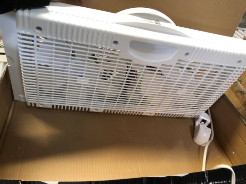 Photo 1 of Genesis Twin Fan High Velocity Reversible AirFlow Fan, LED Indicator Lights Adjustable Thermostat & Max Cool Technology, ETL Certified, White (A1WINDOWFAN)