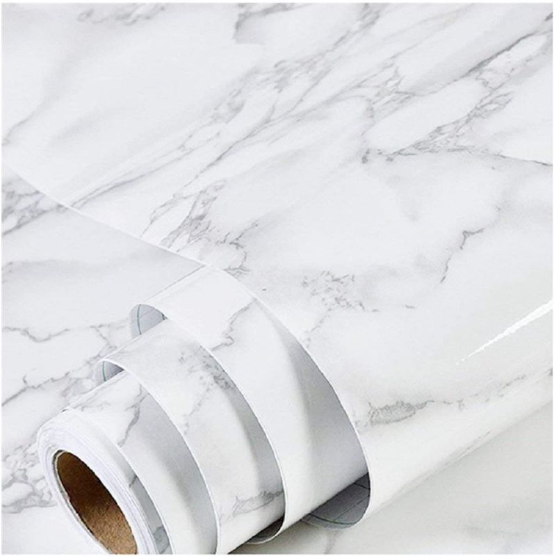 Photo 1 of Marble Wallpaper Granite Gray&White Paper Roll 23.6" x 118" Kitchen Countertop Cabinet Furniture is Renovated Thick PVC Easy to Remove Without Leaving Glue Upgrade
