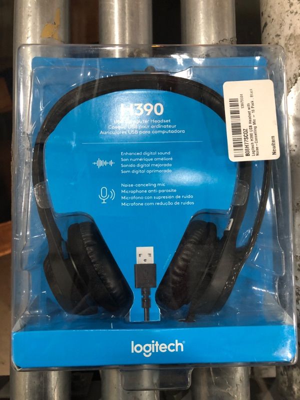 Photo 3 of Logitech H390 Wired Headset, Stereo Headphones with Noise-Cancelling Microphone, USB, In-Line Controls, PC/Mac/Laptop - Black
