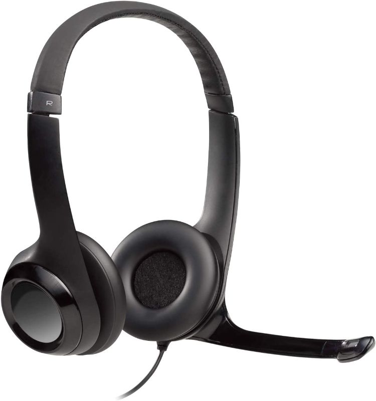 Photo 1 of Logitech H390 Wired Headset, Stereo Headphones with Noise-Cancelling Microphone, USB, In-Line Controls, PC/Mac/Laptop - Black
