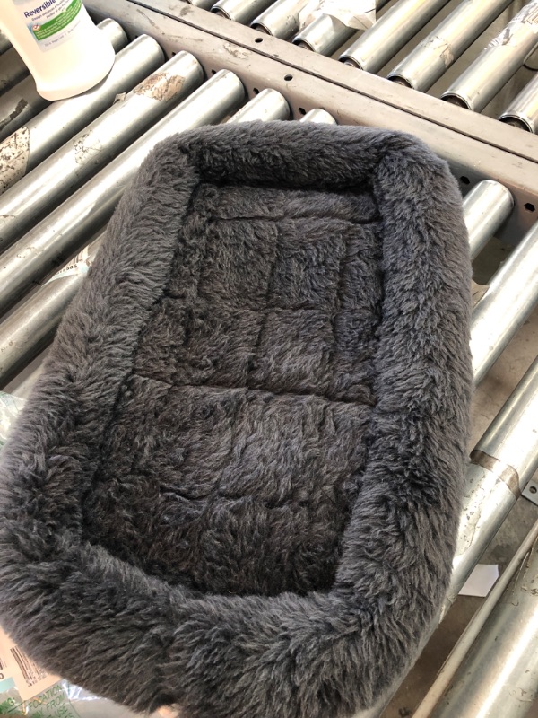 Photo 2 of 22L-Inch Gray Dog Bed or Cat Bed w/ Comfortable Bolster | Ideal for XS Dog Breeds & Fits a 22-Inch Dog Crate