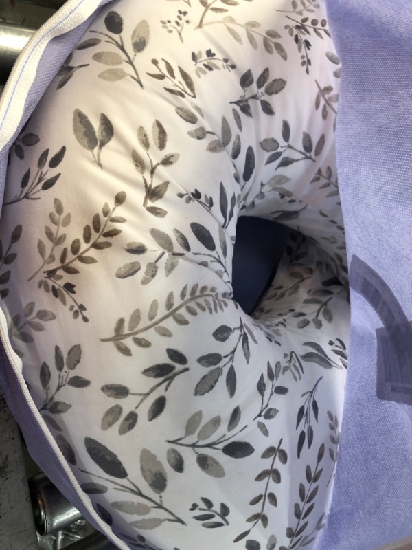 Photo 2 of Boppy Nursing Pillow and Positioner—Original | Gray Taupe Watercolor Leaves | Breastfeeding, Bottle Feeding, Baby Support | with Removable Cotton Blend Cover | Awake-Time Support
