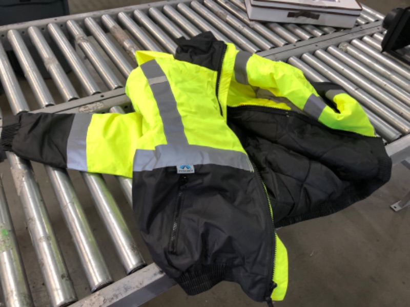 Photo 2 of PYRAMEX RJ3210X2 RJ32 Series Jackets Hi-Vis Lime Bomber Jacket with Quilted Lining- Size 2X Large
