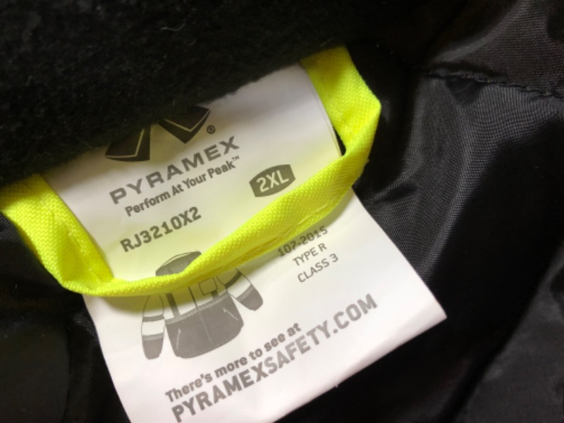 Photo 3 of PYRAMEX RJ3210X2 RJ32 Series Jackets Hi-Vis Lime Bomber Jacket with Quilted Lining- Size 2X Large
