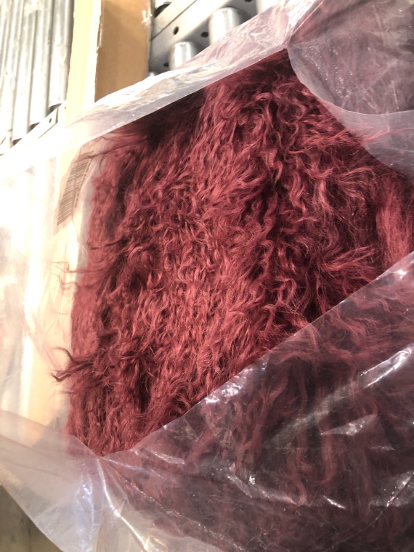 Photo 1 of 100% Wool Mongolian Lamb Fur Throw Pillow 100% Wool Mongolian Lamb Fur Throw Pillow With Poly Filling Eggplant