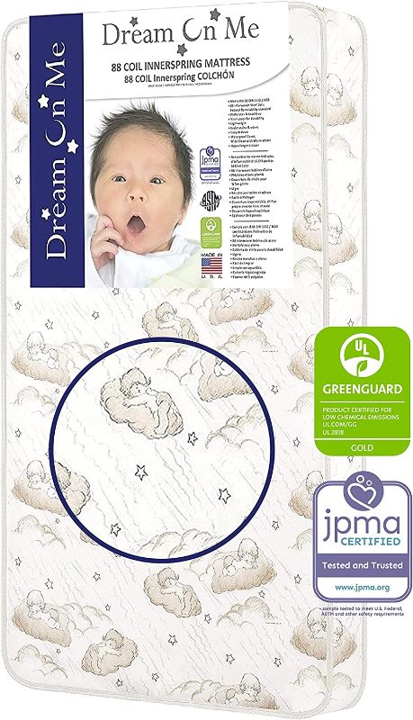 Photo 1 of 
Dream On Me Twilight 5” 88 Coil Inner Spring Crib And Toddler Mattress, Greenguard Gold Certified, 10 Year Limited Warranty, Waterproof Vinyl Cover, 