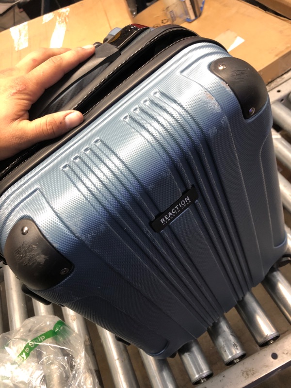 Photo 4 of ** USED ** TOP EDGES SRATCHED **Kenneth Cole REACTION Out Of Bounds Luggage Collection Lightweight Durable Hardside 4-Wheel Spinner Travel Suitcase Bags, Granite Blue, 20-Inch Carry On 20-Inch Carry On Granite Blue