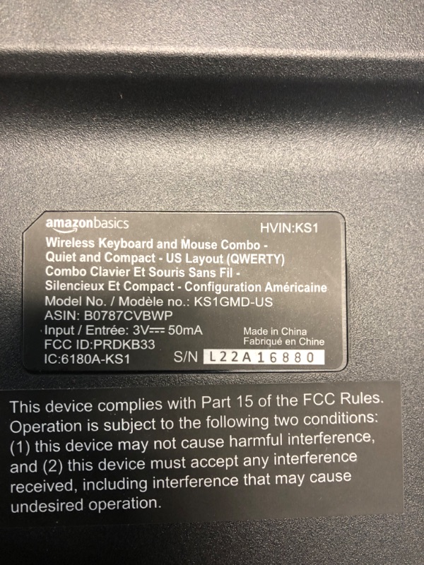 Photo 3 of ** MISSING MOUSE ** Amazon Basics Wireless Computer Keyboard and Mouse Combo - Quiet and Compact - US Layout (QWERTY)