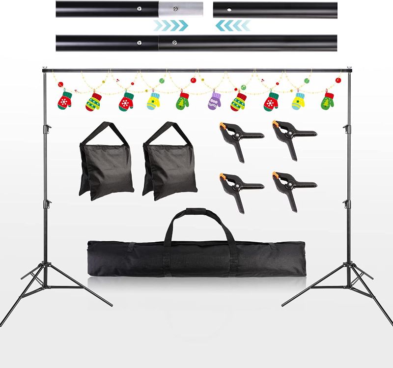 Photo 1 of Heavy Duty Backdrop Stand, 6.5 x 10ft Adjustable Photo Backdrop Stand for Parties, Back Drop Banner Stand Support System Kit for Photoshoot, Portrait, Studio Photography, Baby Shower…
