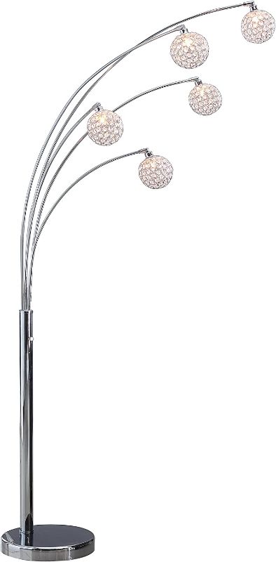 Photo 1 of Artiva USA A511118FSN Manhattan Modern Crystal Floor Lamp, 84"H, Chrome, White
