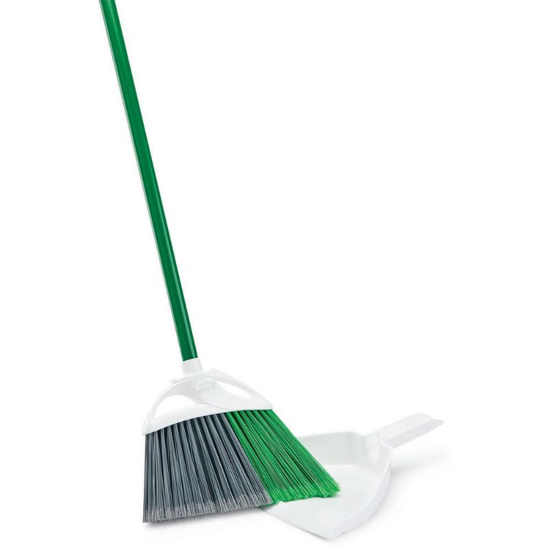 Photo 1 of *MISSING HANDLE* Libman Commercial 206 Precision Angle Broom with Dust Pan, Steel Handle, 11" Wide, Green and White 
