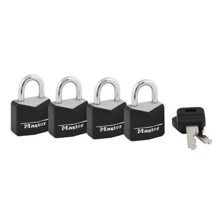 Photo 1 of 121Q 4 Count .75 in. Black Vinyl Cover Brass Padlock
