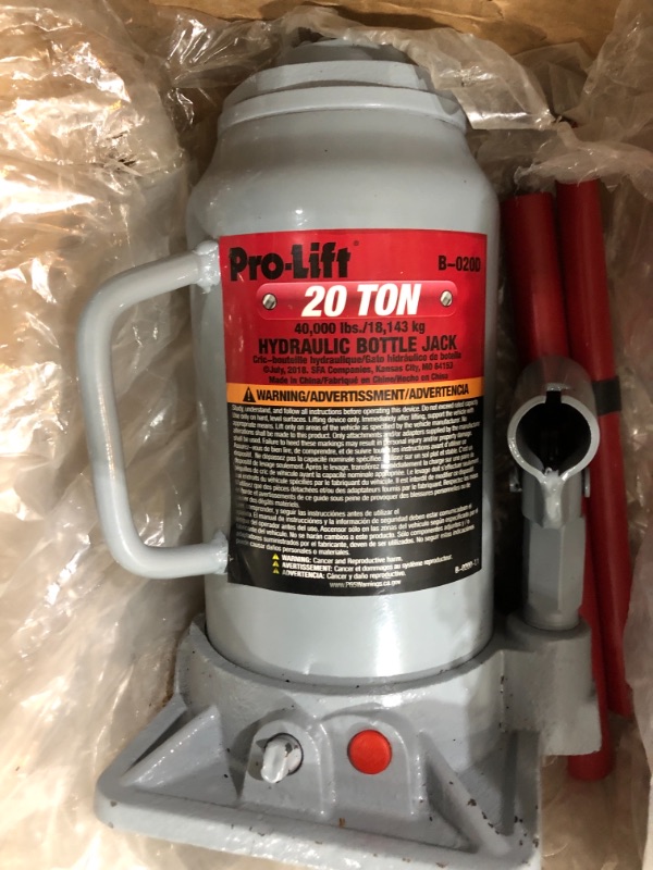 Photo 2 of Pro-Lift B-020D Grey Hydraulic Bottle Jack - 20 Ton Capacity