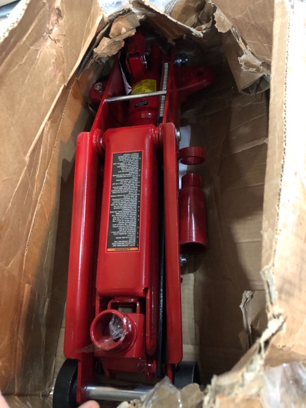 Photo 2 of **Missing Wheel**BIG RED T83006 Torin Hydraulic Trolley Service/Floor Jack with Extra Saddle (Fits: SUVs and Extended Height Trucks): 3 Ton (6,000 lb) Capacity, Red