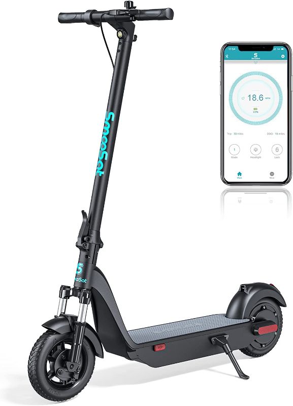 Photo 1 of SmooSat MAX Electric Scooter Adults, 500W Powerful Brushless Motor, 18.6 MPH Max Speed, 30 Miles Range, 10" Tires with Front Suspension, 264 lbs Max Load, Commuter Electric Scooter for Adults
