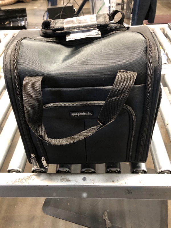 Photo 1 of Amazon Basics Underseat Carry-On Rolling Travel Luggage Bag with Wheels, 14 Inches, Black Black Solid