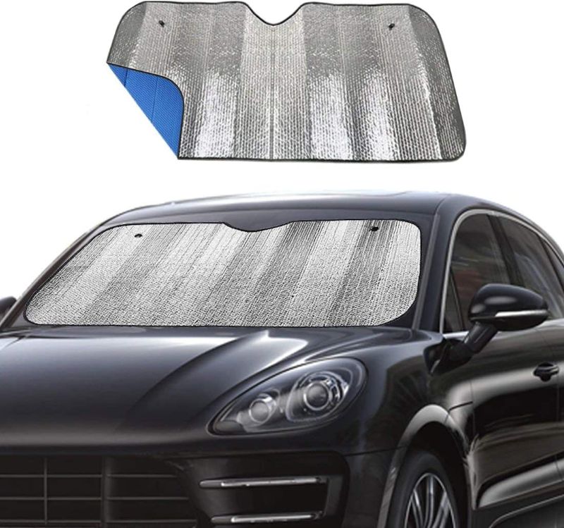 Photo 1 of Windshield Sunshade Car Foldable UV Ray Reflector Auto Front Window Sun Shade Visor Shield Shade,Keeps Vehicle Cool - Blue (55" x 27.5")