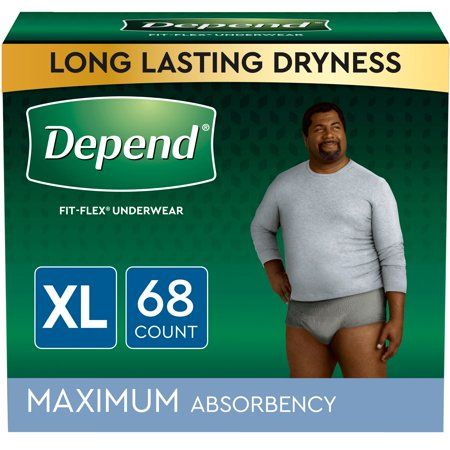 Photo 1 of Depend FIT-FLEX Adult Incontinence Underwear for Men Maximum Absorbency Grey 68 Count
