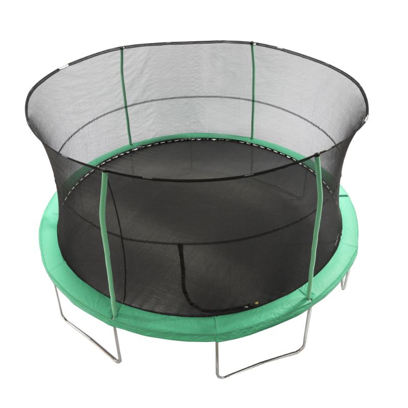 Photo 1 of (Incomplete - Box 1 of 2 Only) JumpKing JK1418C2 14 Foot Padded Enclosed Round Trampoline with G3 Poles, Green
