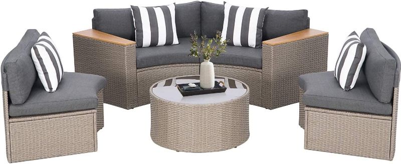 Photo 1 of (Incomplete - Cushions Only) Patio Sectional Furniture Set Half-Moon Patio Set 