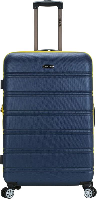 Photo 1 of Rockland Melbourne Hardside Expandable Spinner Wheel Luggage, Navy, Checked-Large 28-Inch
