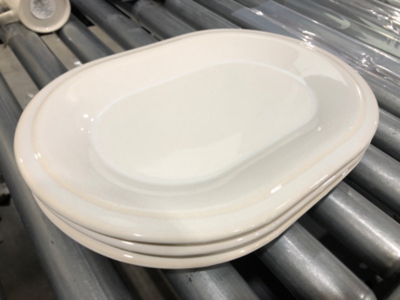 Photo 2 of 18" x 14" Porcelain Oval Serving Platter White - Threshold (3-Pack)