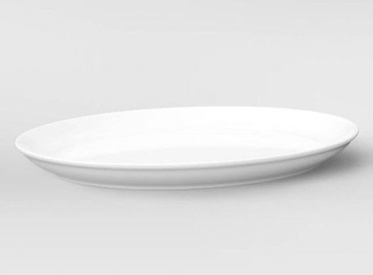Photo 1 of 18" x 14" Porcelain Oval Serving Platter White - Threshold (3-Pack)