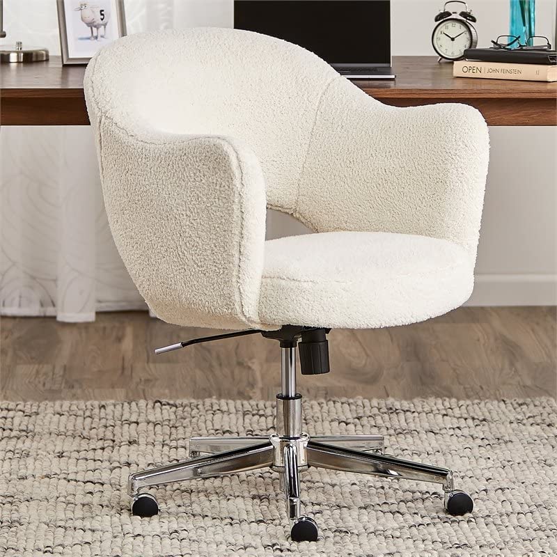 Photo 1 of Serta Valetta Faux Shearling Mid Back Home Office Chair, 250 lb. Capacity, Cream