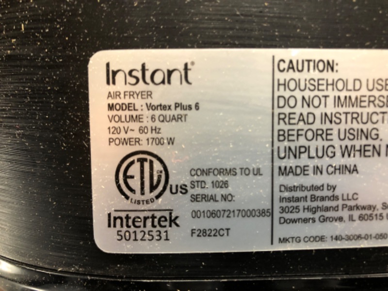 Photo 1 of Instant Vortex Plus 6-in-1 Air Fryer, 6 Quart
