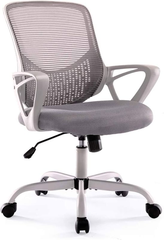 Photo 1 of Office Chair, Ergonomic Home Desk Chair Mid Back Mesh Chair Rolling Swivel Computer Chair with Lumbar Support (Office Chair, Light Grey)
