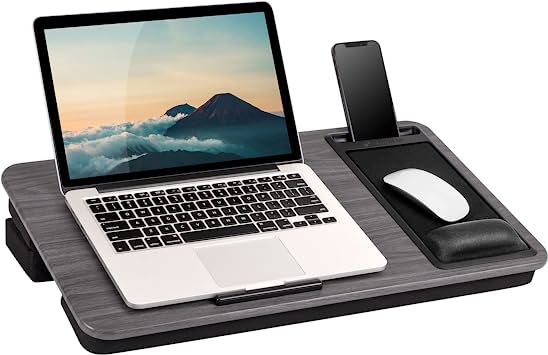 Photo 1 of LapGear Elevation Pro Lap Desk with Gel Wrist Rest, Mouse Pad, and Booster Cushion -Gray Woodgrain - Fits up to 17.3 Inch Laptops - Style No. 88105 