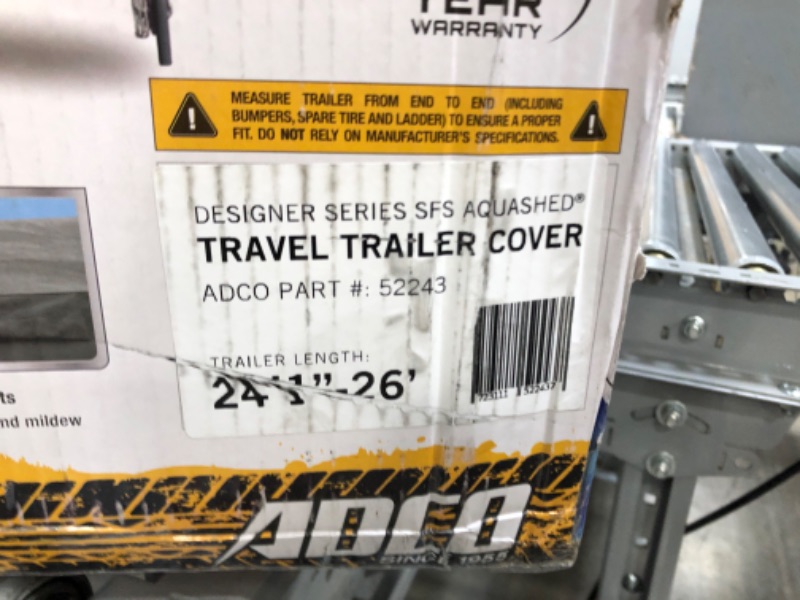 Photo 4 of ADCO 52243 Designer Series SFS Aqua Shed Travel Trailer RV Cover - 24'1" - 26'