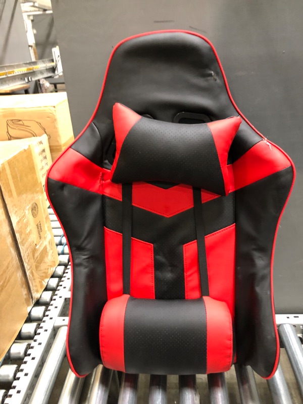 Photo 4 of Essentials Collection High Back PU Leather Gaming Chair, in Red (MINOR TEAR DAMAGE)