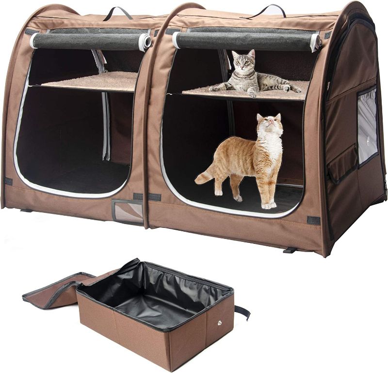 Photo 1 of porayhut Mispace Portable Twin Compartment Show House Cat Cage/Condo