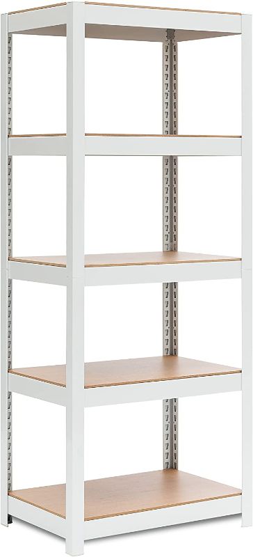 Photo 1 of HOMEDANT HOUSE Reversible 5-Tier Adjustable Storage Shelving Unit Heavy Duty Organizing Shelf Metal Utility Rack Shelves for Kitchen, Pantry, Closet, Garage, Office, 24.4" W x 16.5" D x 59.5" H, 1Pack
