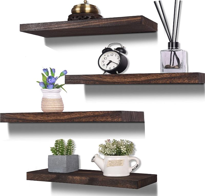 Photo 1 of 4 PCS FLOATING BROWN SHELVES