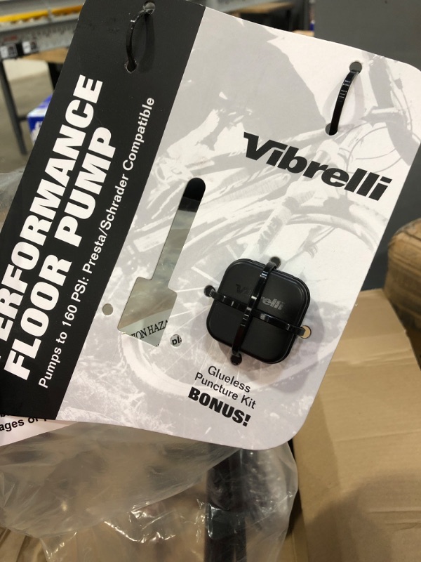 Photo 1 of Vibrelli Bike Floor Pump with Gauge & Puncture Kit - 160 PSI - Presta Valve Bike Pump Switches to Schrader - High Pressure Bicycle Pump
